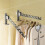 (Gray)Aluminum Wall Mount Retractable Clothes Hanger With Foldable For Tools Home 6