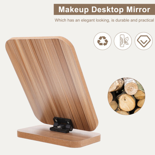 1St Draagbare Desktop Make-Up Spiegel Voor Thuisgebruik Bruin 2