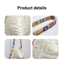 (White apricot) Patchwork Knitted Shoulder Bag for Women