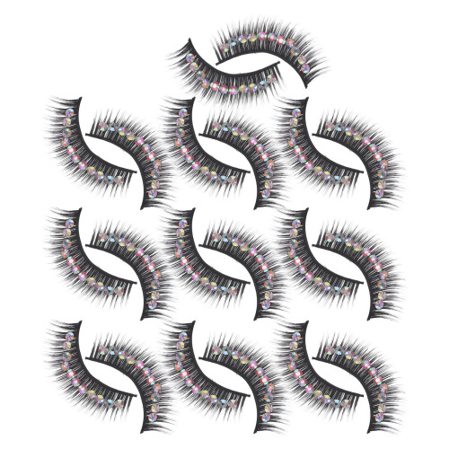 10Paren Lange Valse Kunstvezel Voor Draagbaar Makeup