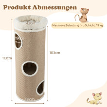 Casa para gatos de 4 niveles con cama de felpa extraíble, color marrón