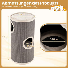 Árbol para gatos de 4 niveles con rascador de sisal y cama acogedora