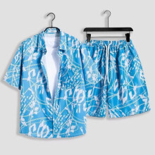 (Style D,3XL)Youthful Summer Hawaiian Beachwear Set With Print Design And Tech Surfing For