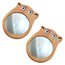 2St Mini Zakspiegel Hout Katvorm Makeup Accessoires Lichtgewicht