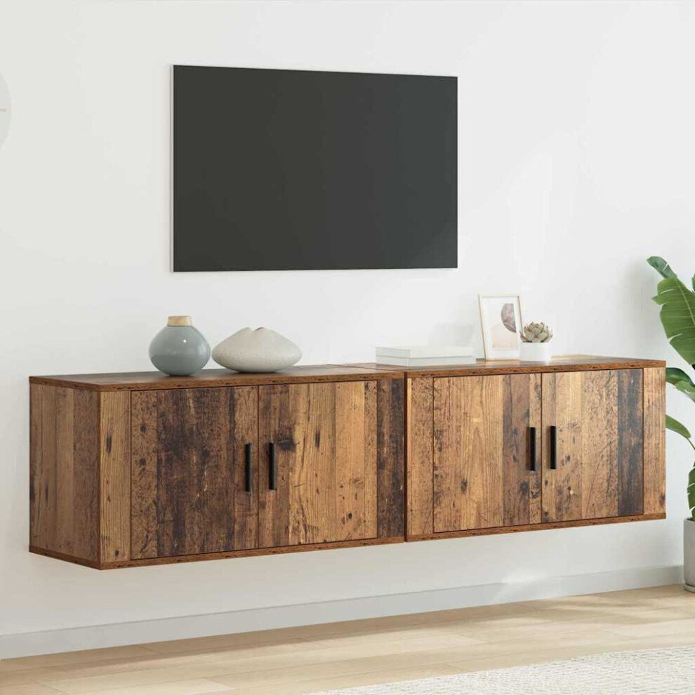Vidaxl Wall-Mounted Tv Cabinet Set 2 Pcs Old Wood 80 X 34.5 X 40 Cm