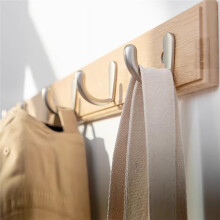 Bamboo Wall Hooks Set - 4 Wooden Hooks for Clothes, Kitchen & Bathroom, Home Decor Hanger Hooks