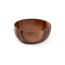 Wooden Salad Bowl Round Dessert Displays Serving Trays Fruit Food Salads Snack Soup Bowl for Home Coffee Shop E