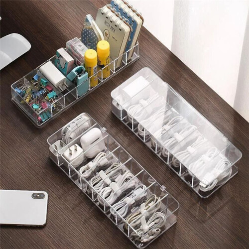 Headphone Data Cable Charging Cable Storage Box Desktop Stationery with Transparent Plastic Data Cable Storage Box 2