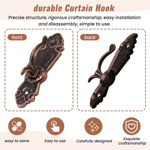 Metal Curtain Tassel Tie Back Tieback  Wall Hooks 2PCS Red bronze 2