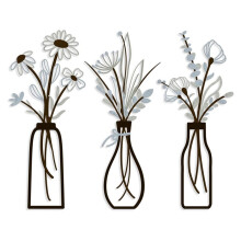 3pcs Metal Flowers Wall Arts - Rustic Farmhouse Decor Flower Wall Decors of Living Room, Dining Room, Minimalist Style