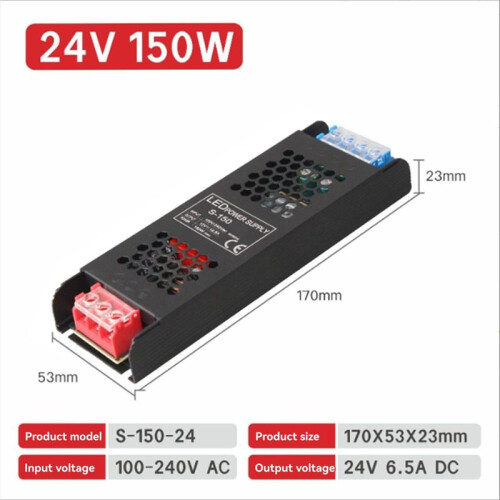 Constant Voltage Power Supply 150W Thin Driver for LED Strips  24V Lighting Transformer Ultra Thin Driver 2