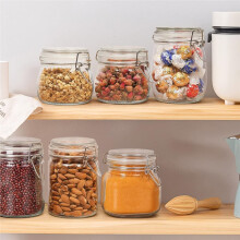 Airtight Glass Jars with Lids 17oz Small Food Storage Container Set of 6 - Fastening for Kitchen Canning Pickling Jars