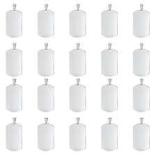 20PCS Stainless Steel Stamping Blanks Dog Tag Pendants with Snaps for Jewelry Making Pet ID Name Tags Handicrafts