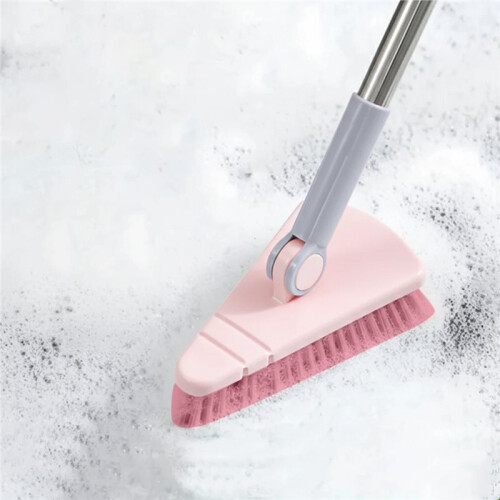 A Long Handled Hard Bristled Triangular Floor Brush, Bathroom Tile  Cleaning Brush 1