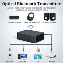 5.0 Transmitter Receiver for TV to Headphones with Volume Control, Low Latency Wireless Audio Adapter