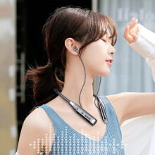 A12 Neck-Mounted 5.0 Headset Long Standby Wireless Pluggable Headset Semi-In-Ear TWS Black