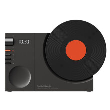 Vinyl Speaker Retro High-Quality Audio Portable Clock Speaker Support TF Card /AUX,Black