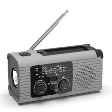 Radio Awaryjne z Korbką, Wielofunkcyjne, AM/FM/NOAA, Zasilane Energią Słoneczną, z Korbką, Radio Awaryjne z Alarmem SOS, 4000 MAh, Szary