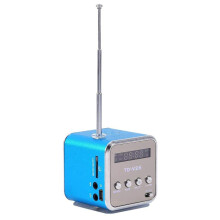 TD-V26 Cyfrowy Miniodbiornik Radiowy FM z GłOśNikiem Stereo LCD ObsłUga Karty Micro-TF Odtwarzacz Muzyczny Mp3 (Niebieski)