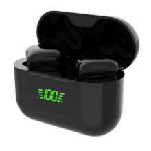 Heart Shaped Digital Display Earbuds 5.3 Bass Stereo Earbud Waterproof Cute in Ear Earbuds Black