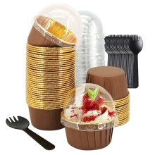 150 Sztuk Aluminiowych Foremek do Babeczek z Pokrywkami i Łyżkami, 50 Zestawów, Bezpieczne w Piekarniku Kubki do Muffinów na Wesele, Kawa
