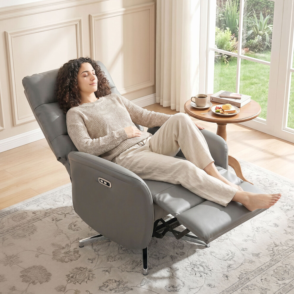 Homcom Recliner Armchair, Swivel Recliner With Type C+Usb, Dark Grey