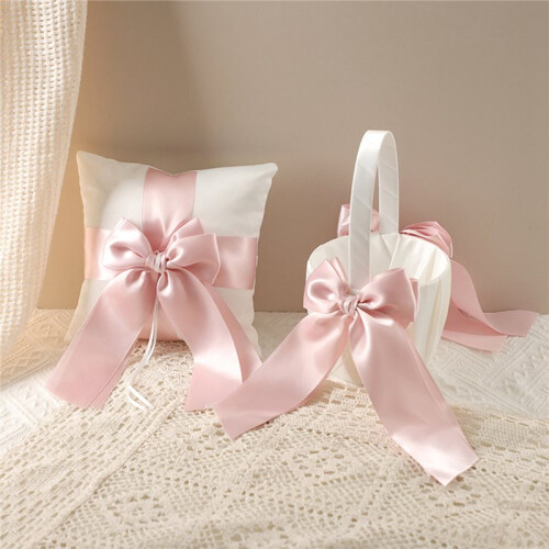 Conjunto de 2 Peças: Cesta para Daminha e Almofada para Alianças 1
