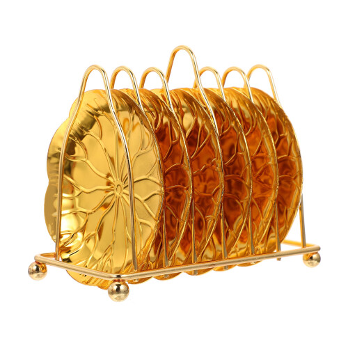 1Set Functionele Gouden Snack Tray Met Ijzeren Opbergrek Voor Thuis