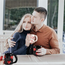 3D Heart Coffee Mug Love Ceramic Cup 17oz Valentine'S Day Couple Mug Cute Handmade Relief Mugs for Anniversary