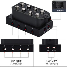 Universal 1/4 1/8 Inch NPT 0-300 Psi 12V Control Air Bag Suspension 4 Corner Block Manifold Solenoid Valve for Car