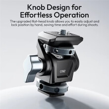 C082 Adjustable Damping Load 3KG for Camera Tripod Fill Light with Cold Shoe Mount 1/4In Screw Hole 180 Tilt