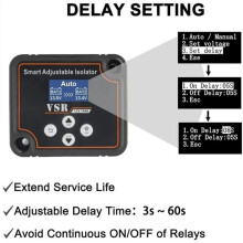 Einstellbarer Spannungs-Dual-Batterie-Isolator 12V 140Amp VSR für Lithium- und Blei-Säure-Batterien mit 3 Metern Kabelkits
