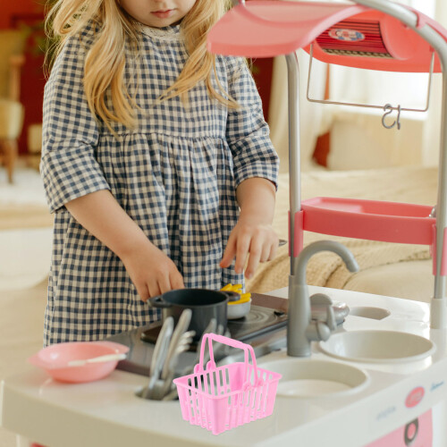 10St Kinder Speelmandjes Plastic Mini Boodschappenmand Roze 2