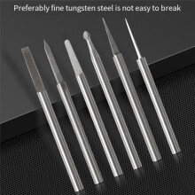 6Pcs Tungsten Steel Engraving Carving Knife Set Sword Shaped 2.35mm Shank Olive Amber End Mill Router Bit