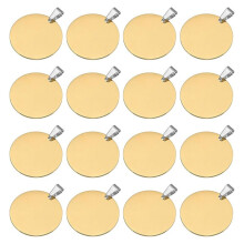 16Pcs Metal Stamping Blanks, 30mm Round Stamping Name Tags Blanks Metal Plate with Hole, Dog Tags Gold