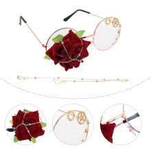 Punk Lolita Bril Accessoire Met Rozen En Ketting