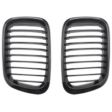Front Kidney Grills Compatible for E46 3 Series 320I 325I 325Xi 323I 328I 330I 4D 4 Door 1998-2001 Gloss Black 51138208489 51138208490