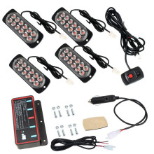 12V 24V Car Strobe Warning Light Flashing Emergency Light Truck Trailer Beacon Lamp Waterproof 14 Modes 4X12LED