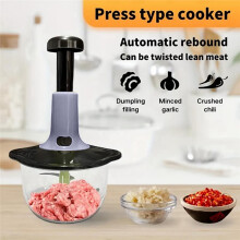Multifunctional Manual Food Processor with Blade Guard Easy Clean Ergonomic Handle Ideal for Vegetables Garlic Meat