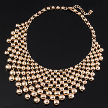 (Gold) Metal Ball Bib Choker Necklace for Women