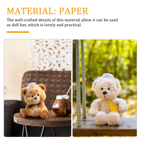 12St Mini Gestreepte Hoedjes Lavendel Poppenaccessoire