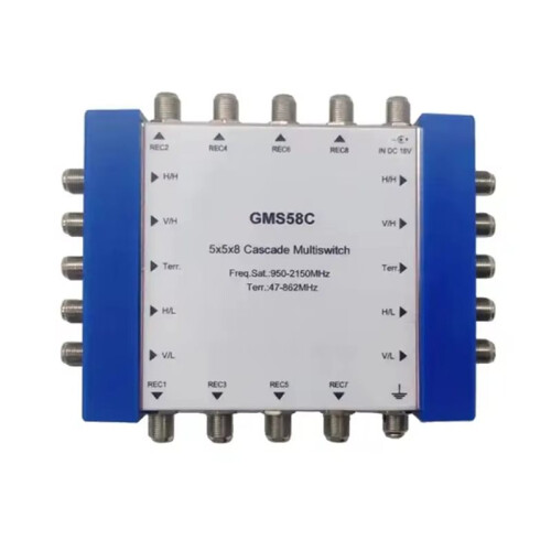 Satellite Cascade Multiswitch 4 Satellite IF + 1 Terrestrial TV Input for 8 Satellite Receivers EU PLUG