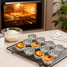 12 Pack Egg Tart Molds, Aluminum Alloy Pudding Jelly Molds, Reusable Cake Tartlets, Cupcake and Muffin Cups for Baking