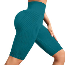 Womens High Waist capris Leggings Tummy-Malachite green M