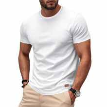 Camiseta Masculina de Viscose de Bambu, Ultra Macia, Lisa e Refrescante, Gola Redonda, Casual Básica Branco XXL