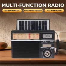 Retro All-Band Radio with Wireless Audio Connectivity Solar Multi-Mode Charging Long-Lasting Battery Multiple Mode