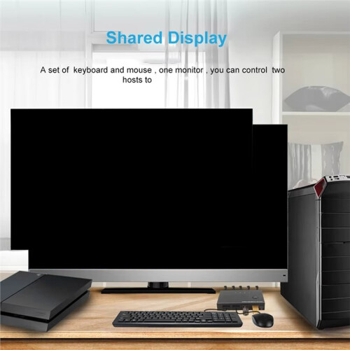 KVM Compatível com  4K de 2 Portas para Teclado e Mouse, Impressora Conecte e Use com Troca Automática/Manual 2