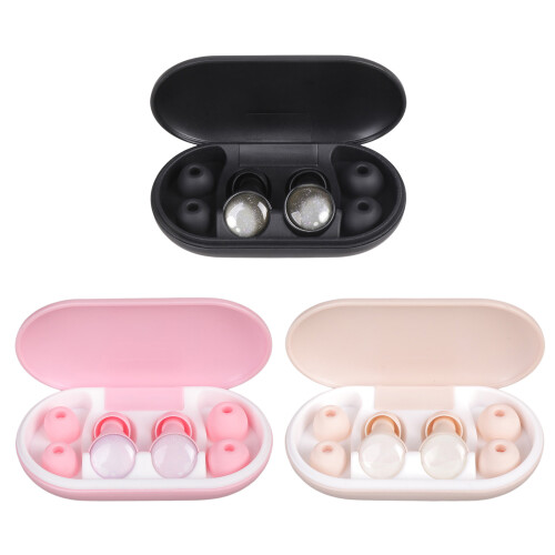 Noise Cancelling Silicone Earplugs With Carrying Case For-Pink 2