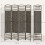 Homcom HOMCOM 4 Panel Folding Privacy Screen with Pine Wood Frame, Dark Grey 2