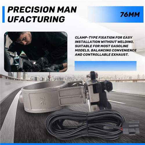 Car Exhaust Pipe Electronic Valve Kit Universal 76MM Button Controller Kit Controller 2